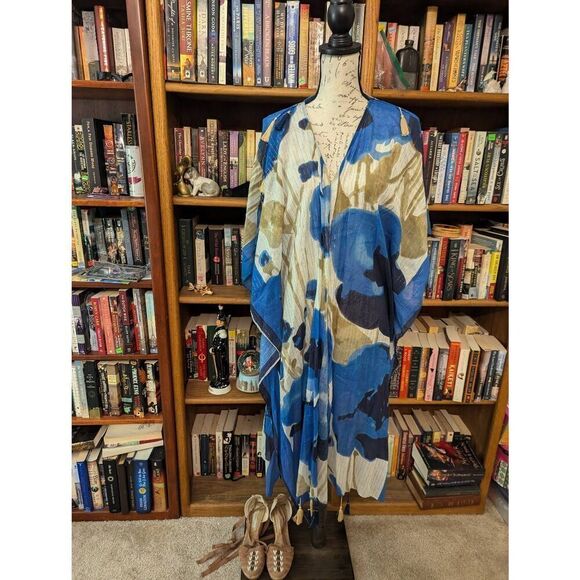 Aratta Silent Journey Kimono Women’s One Size Covering Ruana Blue Chicos - Picture 1 of 5